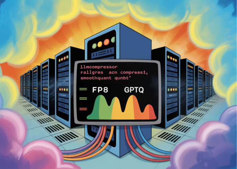 Une implémentation logicielle permettant de compresser et d&rsquo;évaluer les performances de grands modèles de langage (LLM) optimisés pour les instructions à l&rsquo;aide des techniques de quantification FP8, GPTQ et SmoothQuant, à l&rsquo;aide de llmcompressor