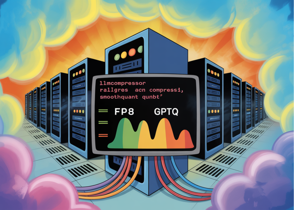 Une implémentation logicielle permettant de compresser et d'évaluer les performances de grands modèles de langage (LLM) optimisés pour les instructions à l'aide des techniques de quantification FP8, GPTQ et SmoothQuant, à l'aide de llmcompressor