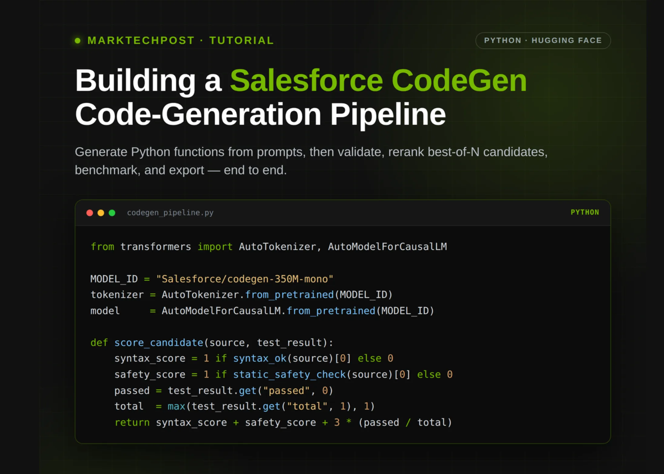 Tutoriel CodeGen de Salesforce : générer, valider et reclasser des fonctions Python à l'aide de tests unitaires et de contrôles de sécurité
