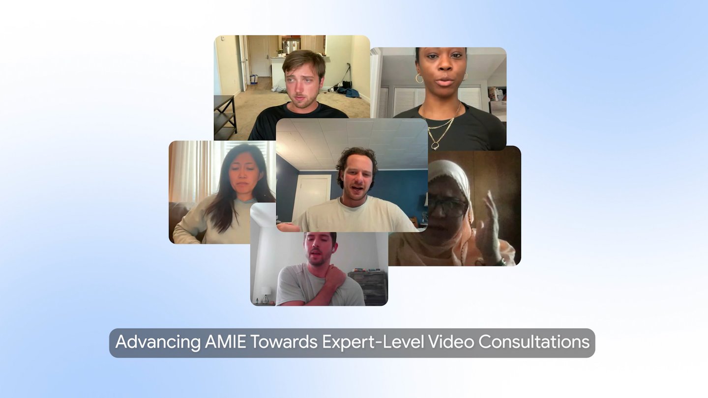 AMIE, notre système d'IA médicale dédié à la travaux de recherche, fait la démonstration de ses capacités de consultation clinique par vidéo en temps réel dans le cadre d'une étude inédite.