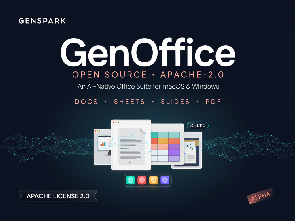 Genspark open-source GenOffice : une suite bureautique gratuite et sans publicité, basée sur l'IA, pour macOS et Windows, comprenant des documents, des feuilles de calcul, des présentations et des fichiers PDF
