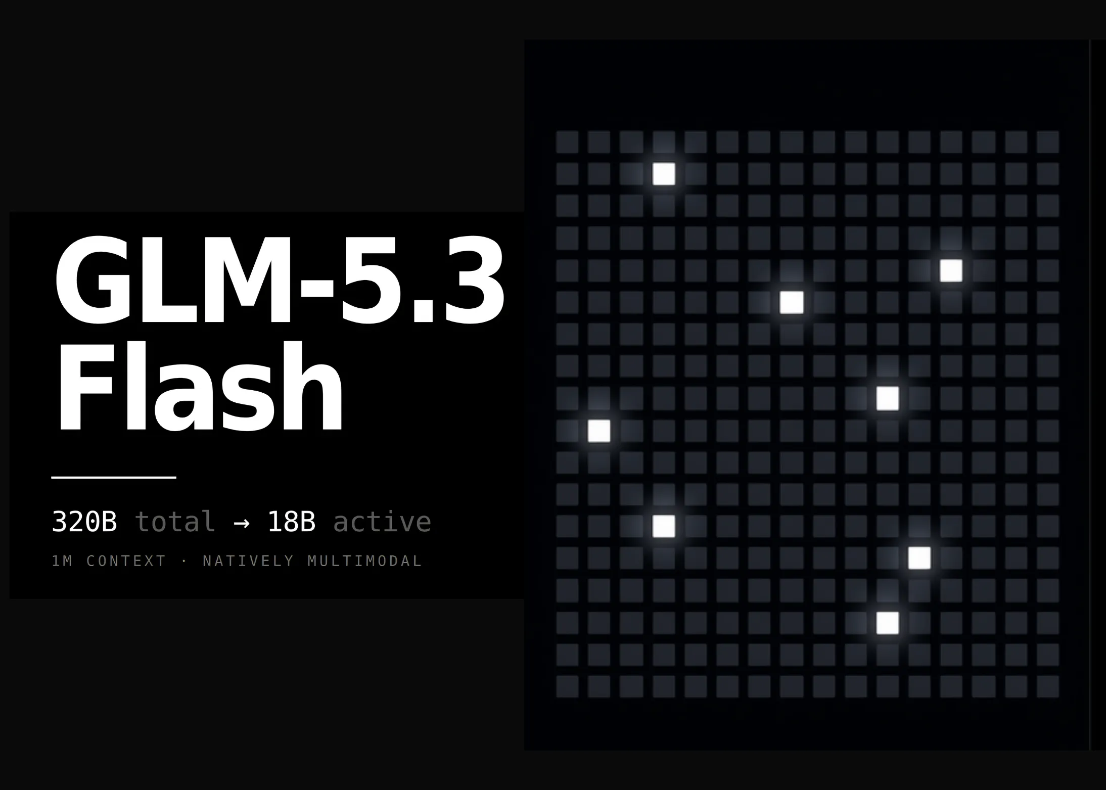 Z.ai lance GLM-5.3-Flash : un modèle MoE multimodal natif de 320 milliards de paramètres et 18 milliards de mots, doté d'un contexte de 1 million de tokens