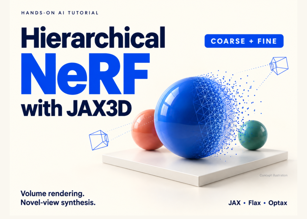 NeRF hiérarchique avec JAX3D pour le rendu volumétrique, la synthèse de vues inédites et la reconstruction 3D